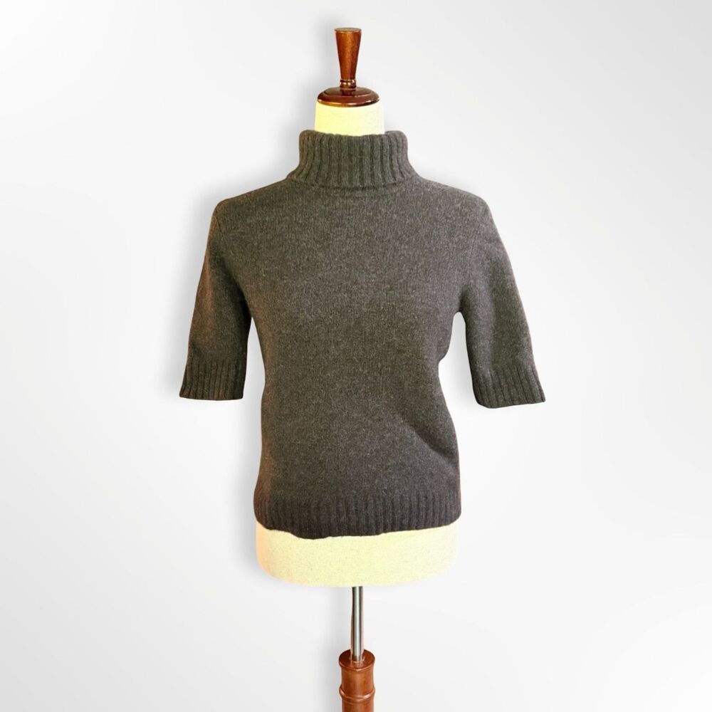 Ralph Lauren, Classic Gray Turtleneck Short Sleeve Sweater, M Wool Cashmere